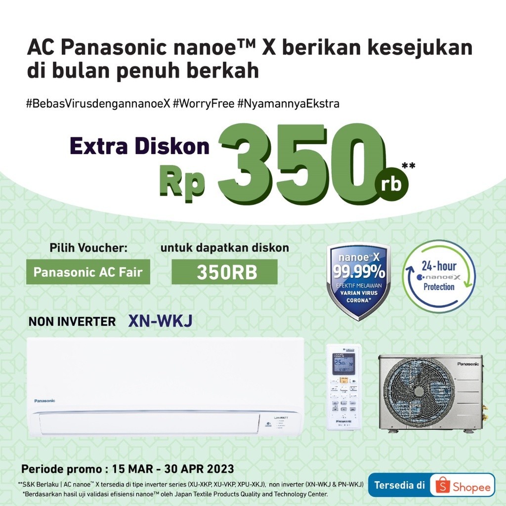 PROMO HARI RAYA Panasonic CS/CU-XN7WKJ AC 2 in 1 (AC & Air Purifier) Low Watt + Nanoe-X [0.75 PK]