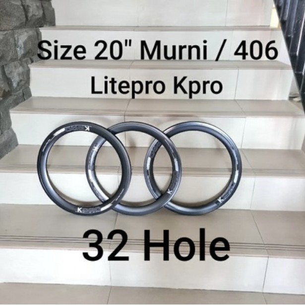 Rims Velg 20 inch murni 406 Litepro Aero 32 Hole bisa V break & discbr