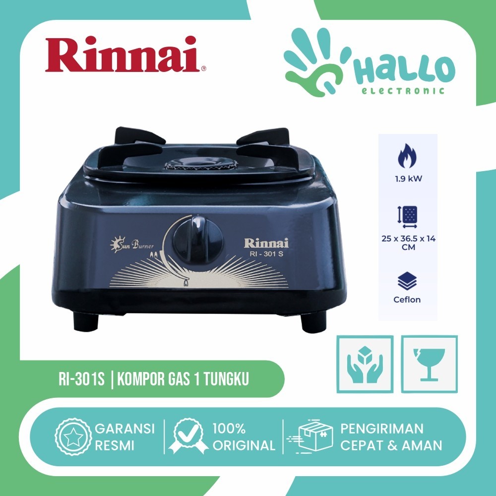 RINNAI RI-301S / RI301S / RI 301 S / RI301 / 301S KOMPOR GAS 1 TUNGKU - GARANSI RESMI