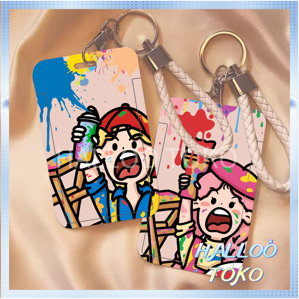 

ID CARD HOLDER MOTIF KAWAII TEMPAT KARTU PHOTOCARD PHOTO CARD Pelindung + Tali,Pasangan yang dihiasi dengan graffiti dan kartun pasangan