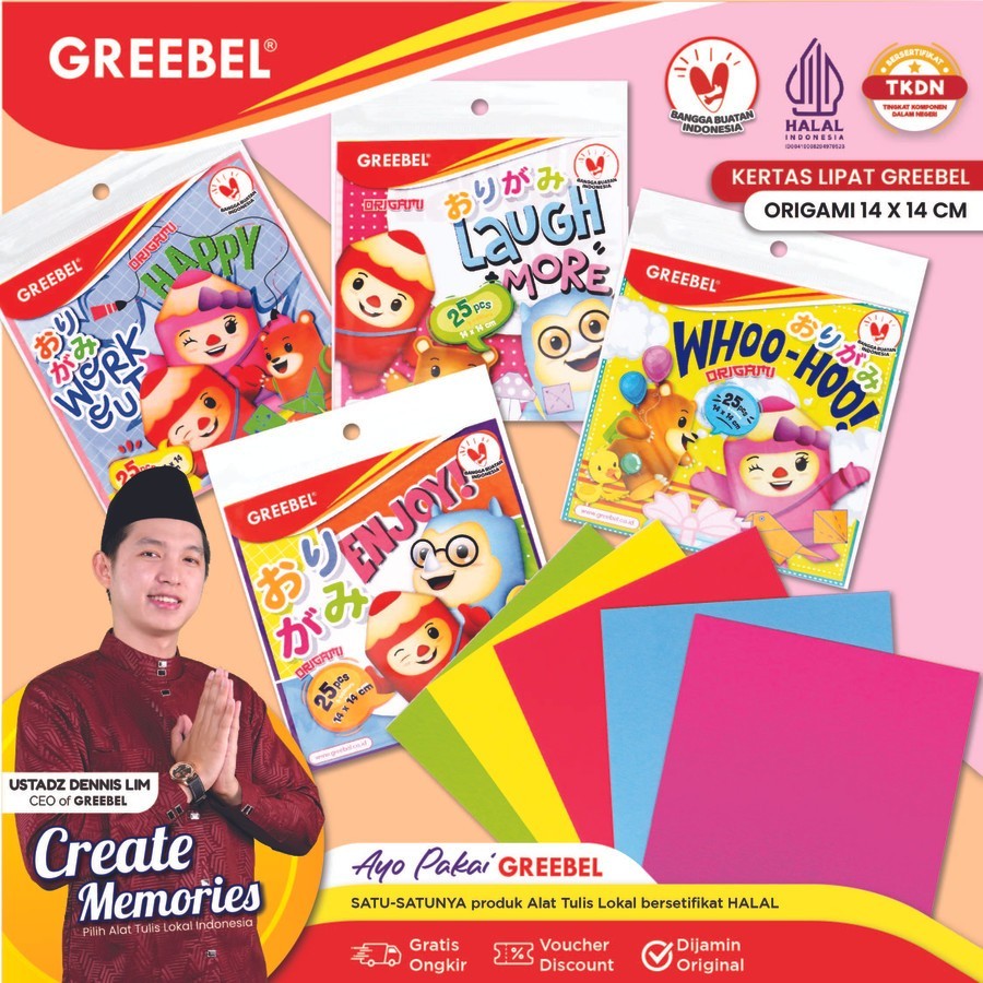 

GREEBEL Origami Kertas Lipat / Paper Craft 5 Warna isi 25 Lembar