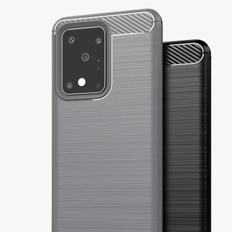 Casing HP Samsung Galaxy S20 Ultra Phone samsung s20ultra Casing TPU Tekstur Serat Karbon Silikon Le
