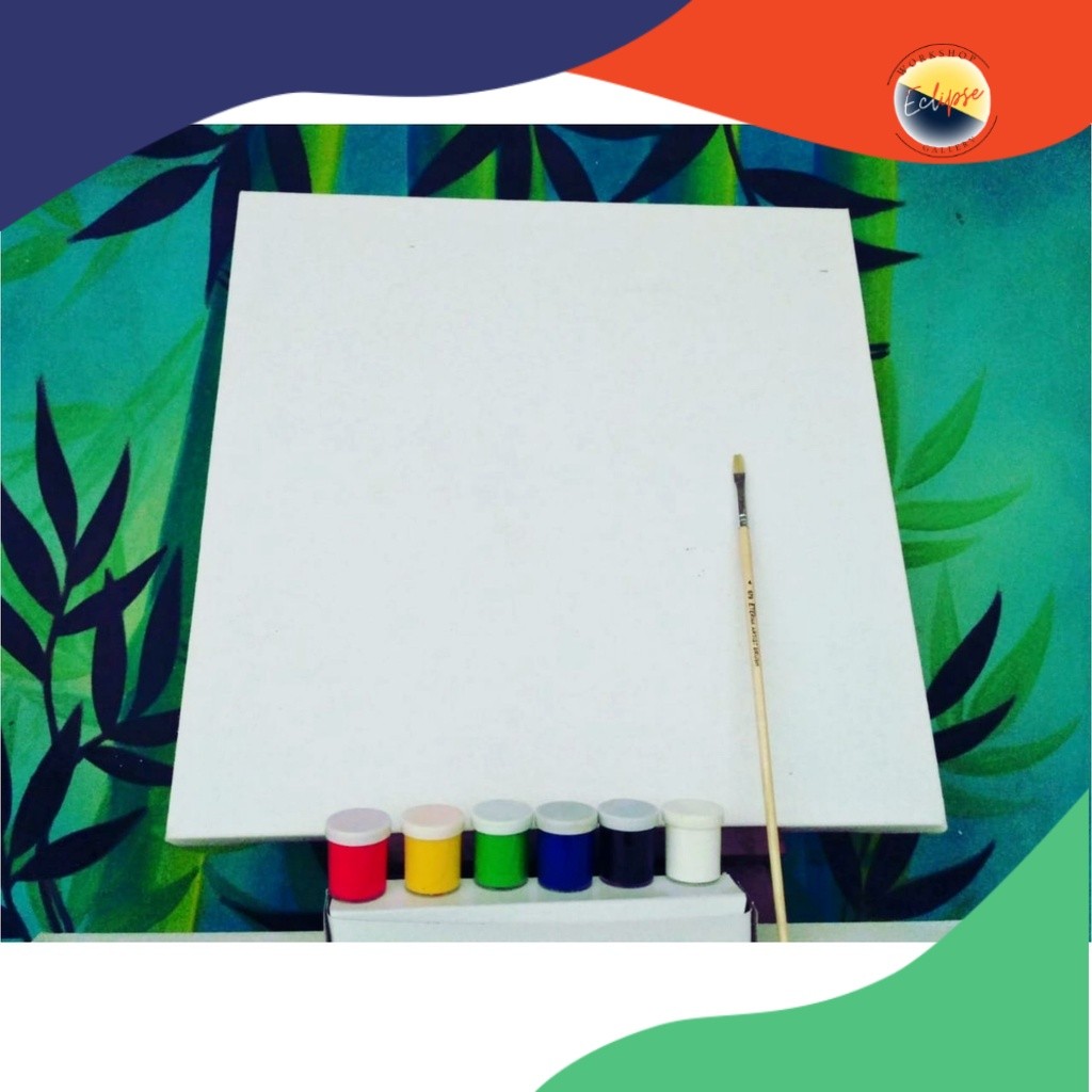 

Kanvas Lukis Putih Ukuran 40x40 cm lengkap dengan Cat Akrilik 6 warna Dasar BONUS Kuas Lukis