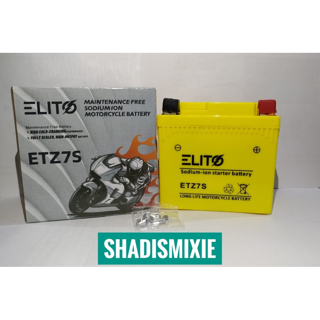 Aki Motor Sodium ION Original ELITO ETZ7S  Accu Motor