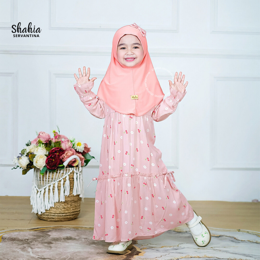 CSJ85 Shahia Servantina -  (Satu Set Hijab) Imelda Set Dress Gamis Rayon Anak Perempuan