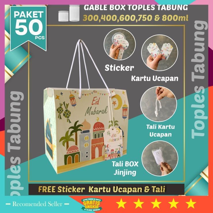 

Hampers Wedding Anniversary Wisuda Keren Unik / 50pcs Gable Box Lebaran Tali jinjing / Box Hampers Kue Kering Idul Fitri Toples Tabung/ WHITE PINK (Paket 50pcs)