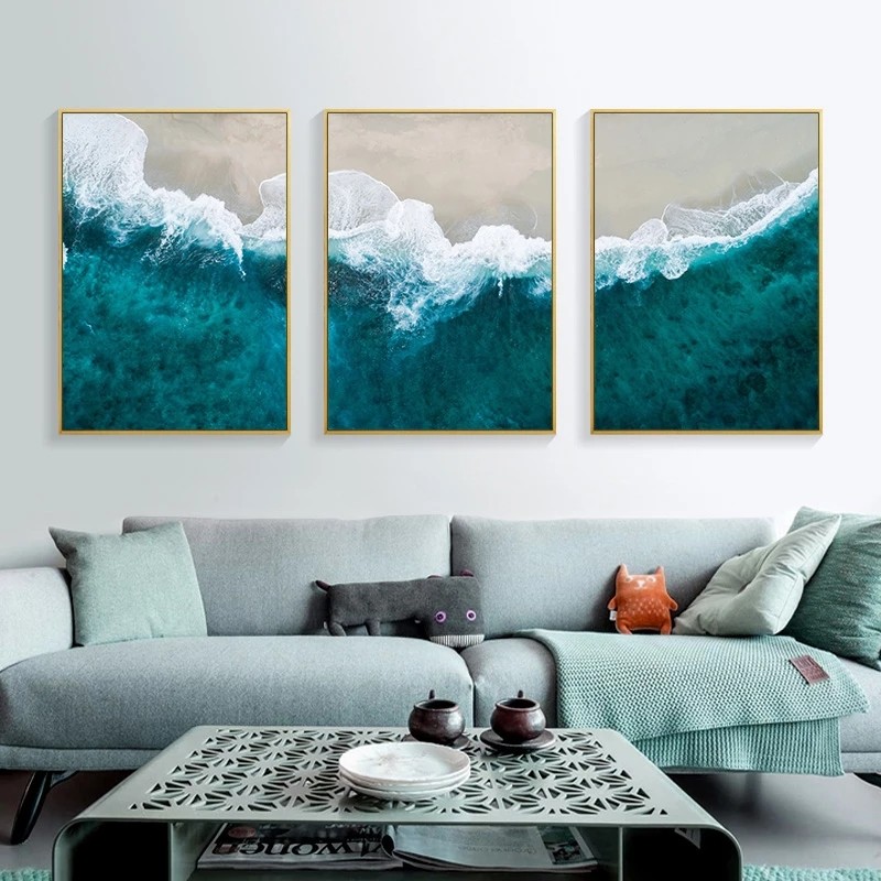 

GATYZTORY 3PC Pictures By Number Wave Scenery Kits For Adults Handpainted Diy Coloring By Number Sea Drawing On Canvas Home Deco
