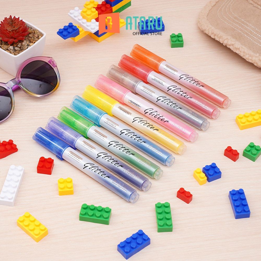

Ataru Set 9 Pcs Spidol Highlighter Metalic Shiny spidol stabilo warna warni alat tulis penanda text marker