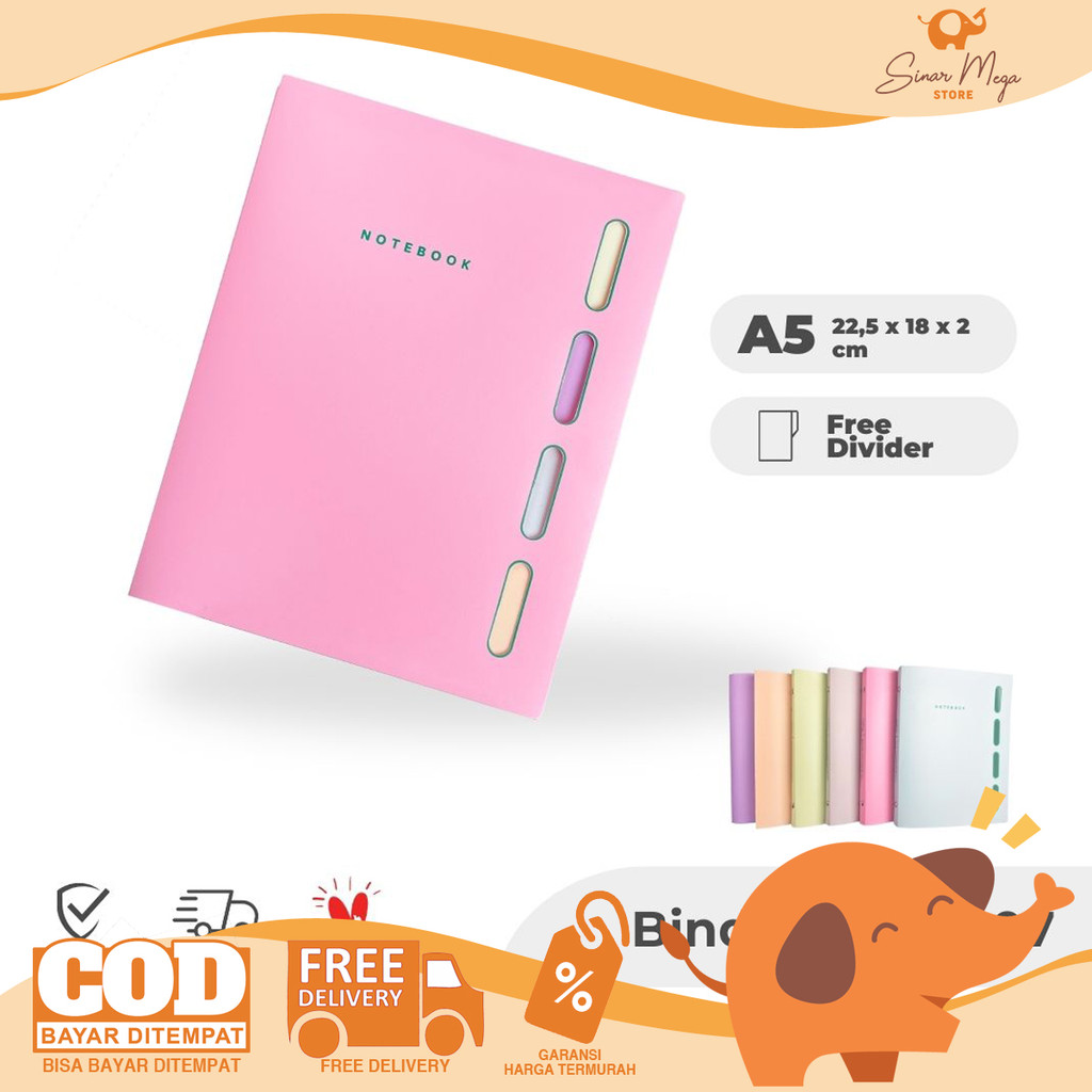 

TOPLA Binder Note Book A5 BNT-907 Buku Catatan 20 Ring Plastik Warna Pastel Lucu Murah