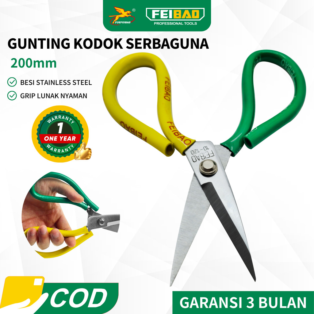 

Feibao Gunting Kodok / Gunting Tukang Serbaguna 200mm / Multifunction Scissor Ukuran Besar / F10-120