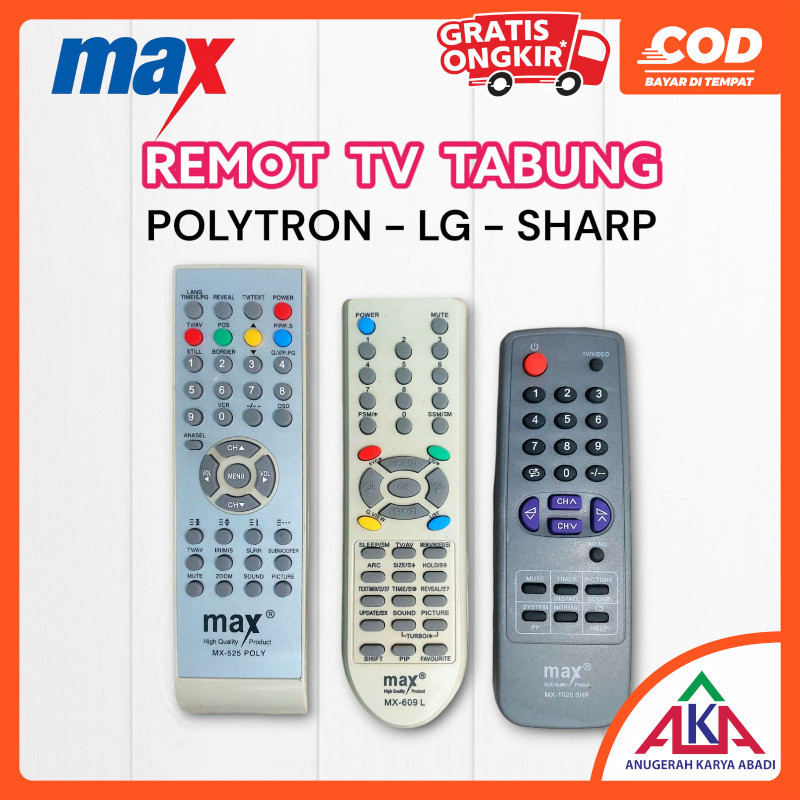Remote Kontrol TV Tabung MAX Pengganti Polytron / Sharp / LG Universal