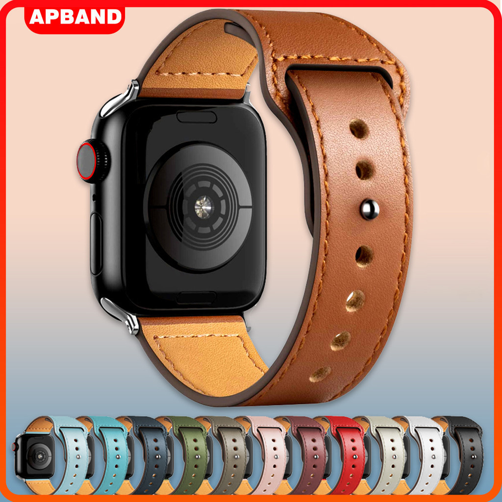 Leather Strap for apple Watch Ultra 3 2 49mm Single Tour Ring Accessories Bracelet Belt Band for iWa