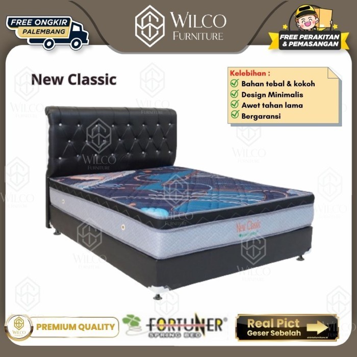 Kasur Springbed Fortuner New Classic Biru / Matras Fortuner Plushtop - Matras Aja, 90x200 CM