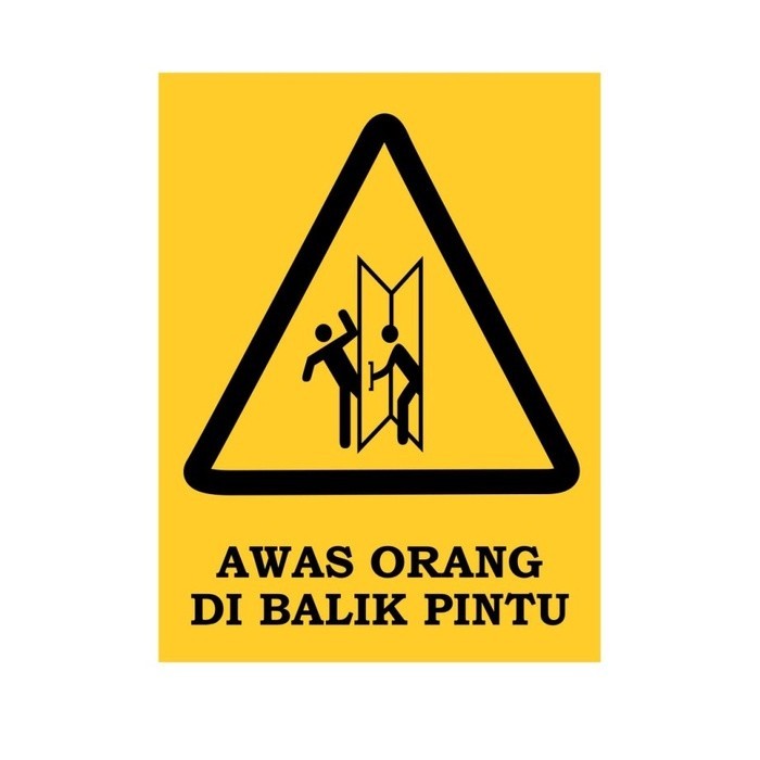

SIGN STIKER VINYL AWAS ORANG DI BALIK PINTU 15 x 20 cm RAMBU K3