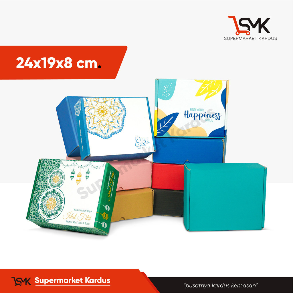 

Box 24x19x8 cm Kardus/kemasan/Hampers/box hoodie/box mukena/box hijab/idul fitri/eid mubarak/box lebaran/box parcel/tinggi8