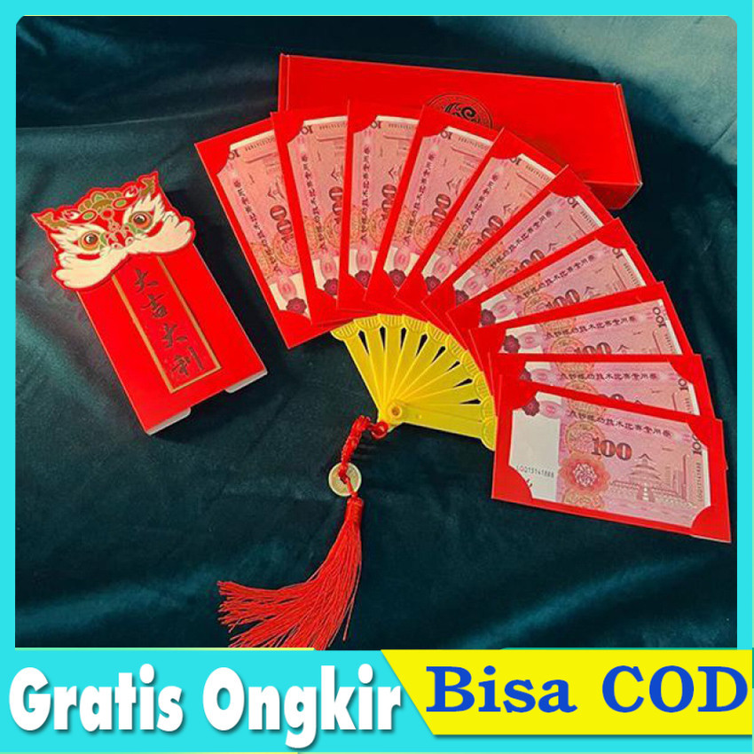 

angpao Angpau Merah Tahun Baru Cina / Imlek Bentuk Kipas 2024 Untuk Dekorasi Pernikahan