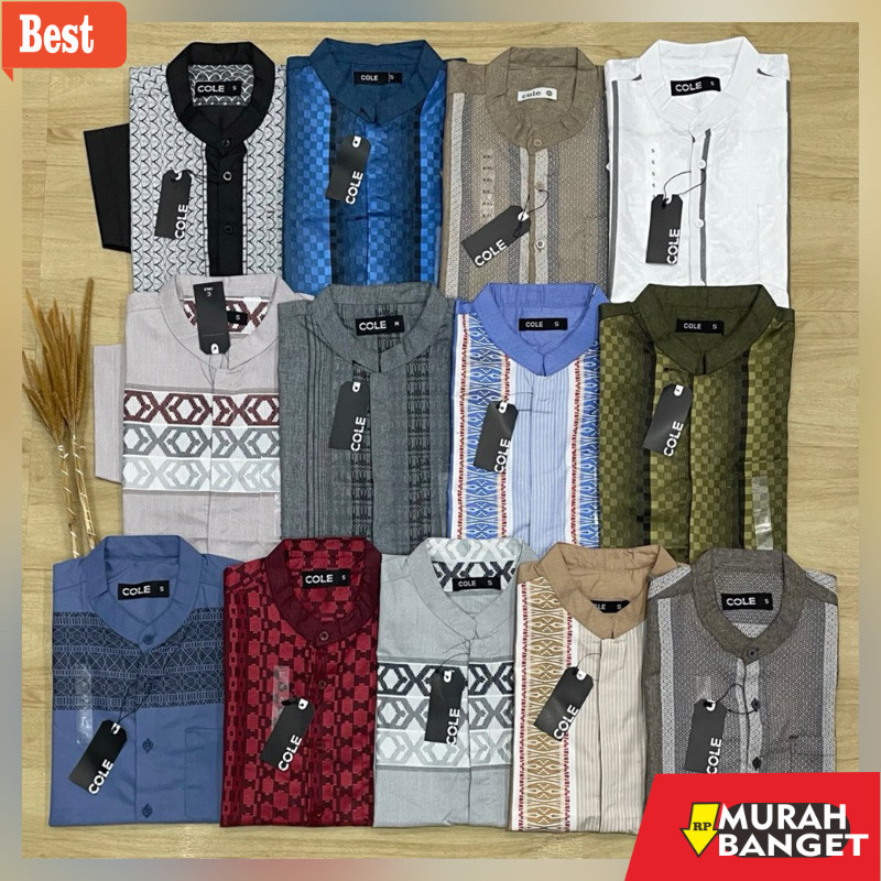 Baju muslim pria pendek- Koko Cole Pria Dewasa Terbaru 2024 Kekinian Lengan Pendek Ori Matahari Baha
