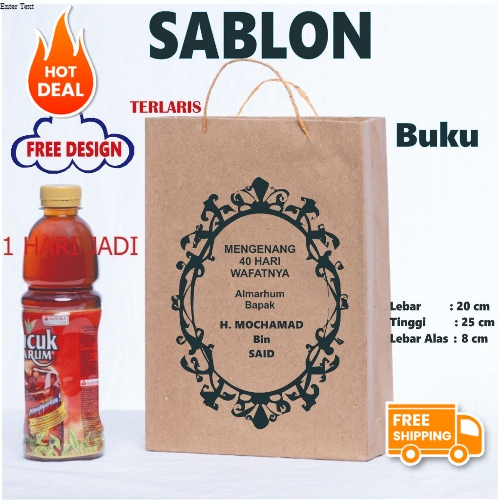 

PAPER BAG SABLON BUKU / PAPERBAG SABLON 20 X 25 X 8 / TAS KERTAS SABLON JUMBO / PAPER BAG GIFT / TAS KERTAS KADO