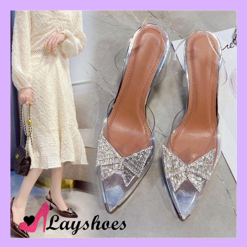 LAYSHOES SEPATU IMPORT Sepatu Heels Kaca Wanita High Heels Transparan Import Elegan Kekinian HI-065