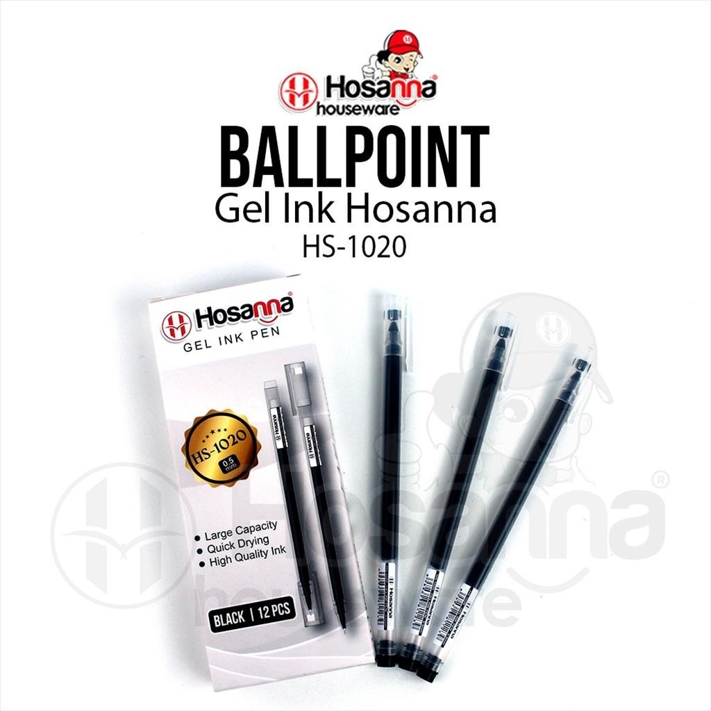 

12pcs Pulpen Gel Hosanna HS-1020 / Ballpoint Gel Black