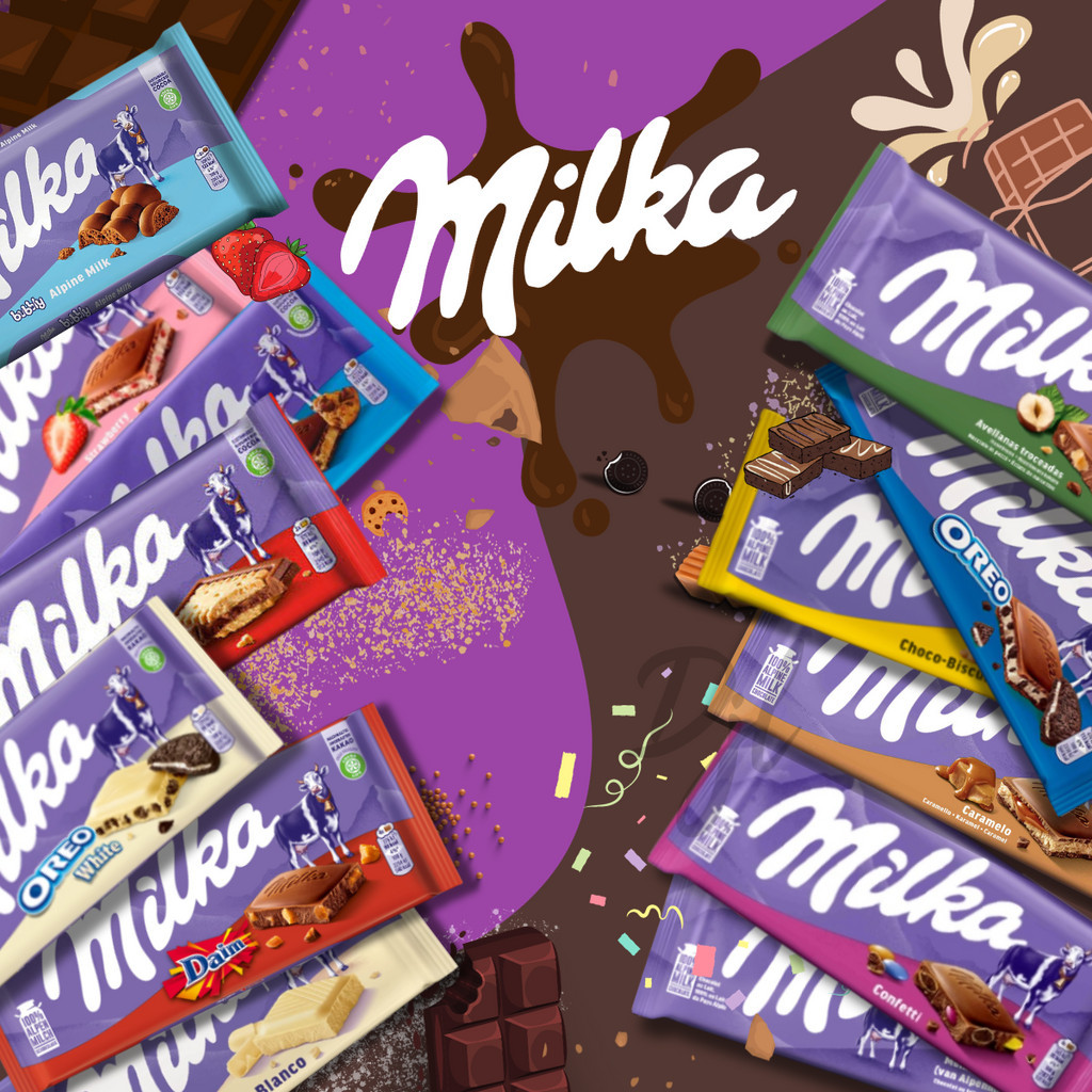 

Milka Alpine Milk Chocolate 1 Pcs Snack Cokelat Manis Susu Import Dengan Varian Strawberry Sandwich LU Oreo Hazelnut Daim Choco Biscuit Caramelo Confetti White