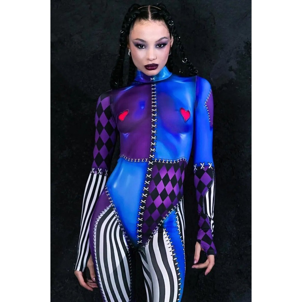 Cosplay Costume Women Clown Catsuit Jumpsuit Halloween Sexy 3D Printed Holiday Carnival Zentai Bodys