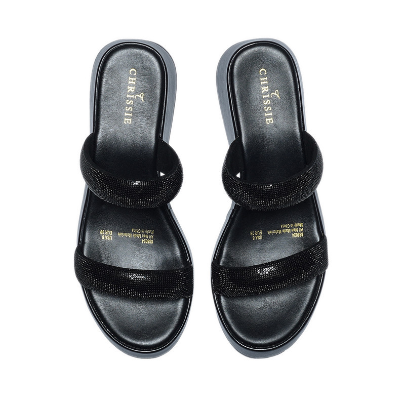 Payless Chrissie Womens Como Platform Slides - Black_05