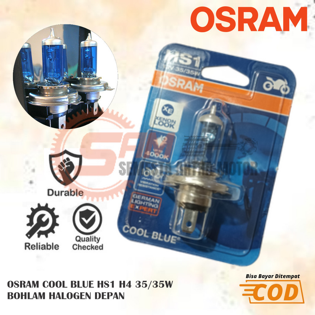 Osram Cool Blue Hyper HS1 H4 35watt 12V Halogen AC DC Lampu Depan Motor Vixion Byson