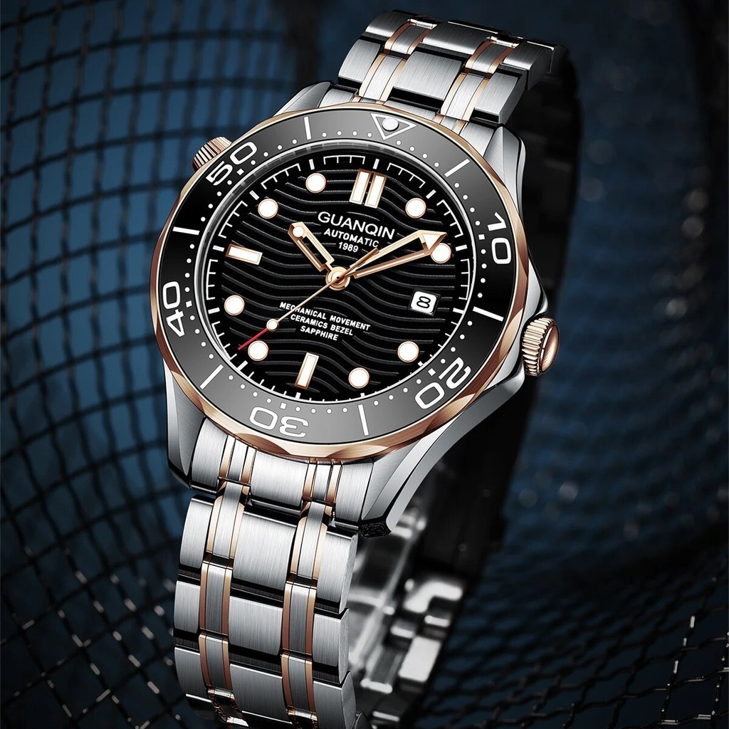 Jam Tangan Pria GUANQIN Mechanical Luxury 100M Waterproof Man watch Ceramics Bezel Luminous Sapphire