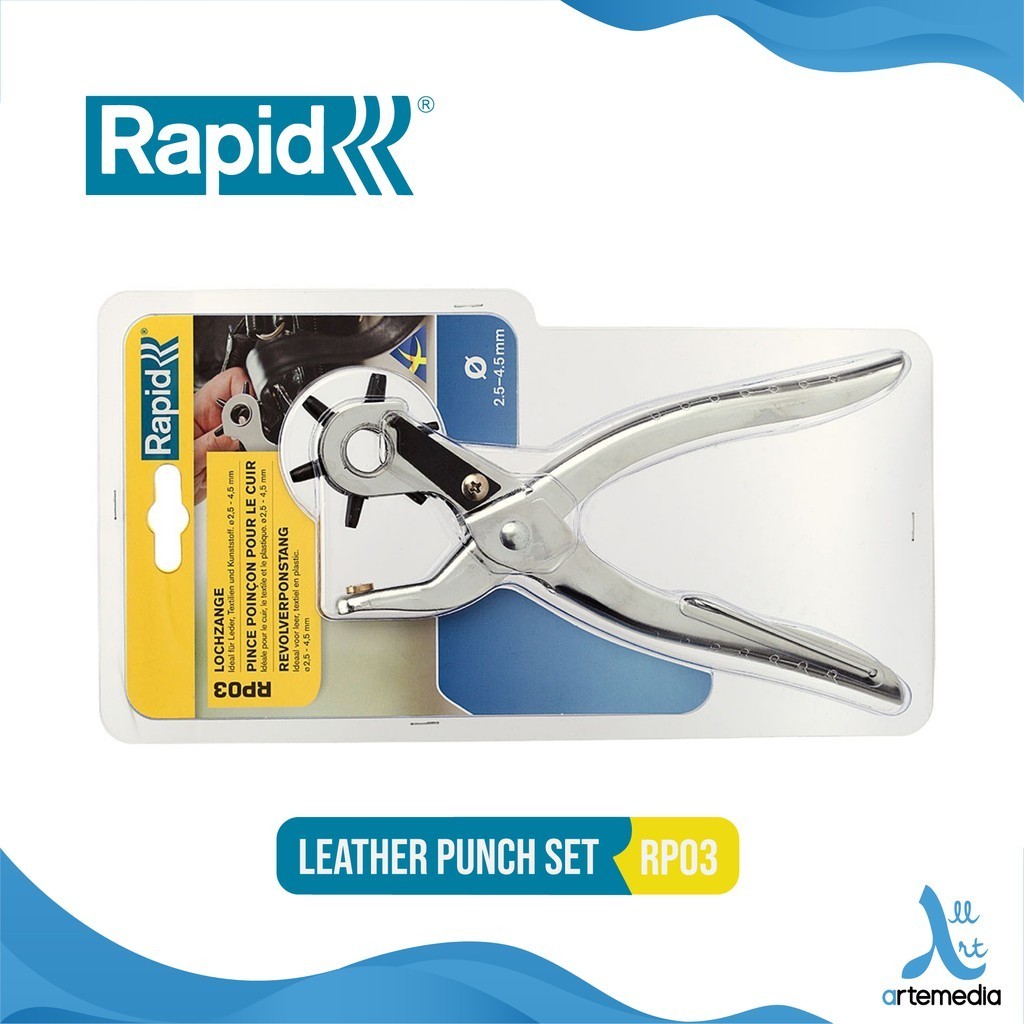 

Rapid RP03 Leather Hole Punch Alat Pembolong Kulit Baja, Pegangan Nyaman, Tahan Lama