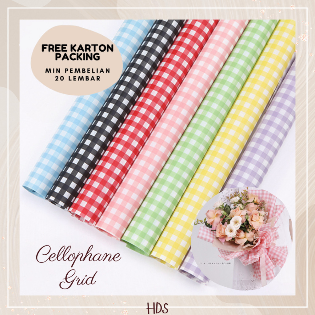 

Cellophane Kotak-kotak Grid / kertas wrapping / plastik bunga florist