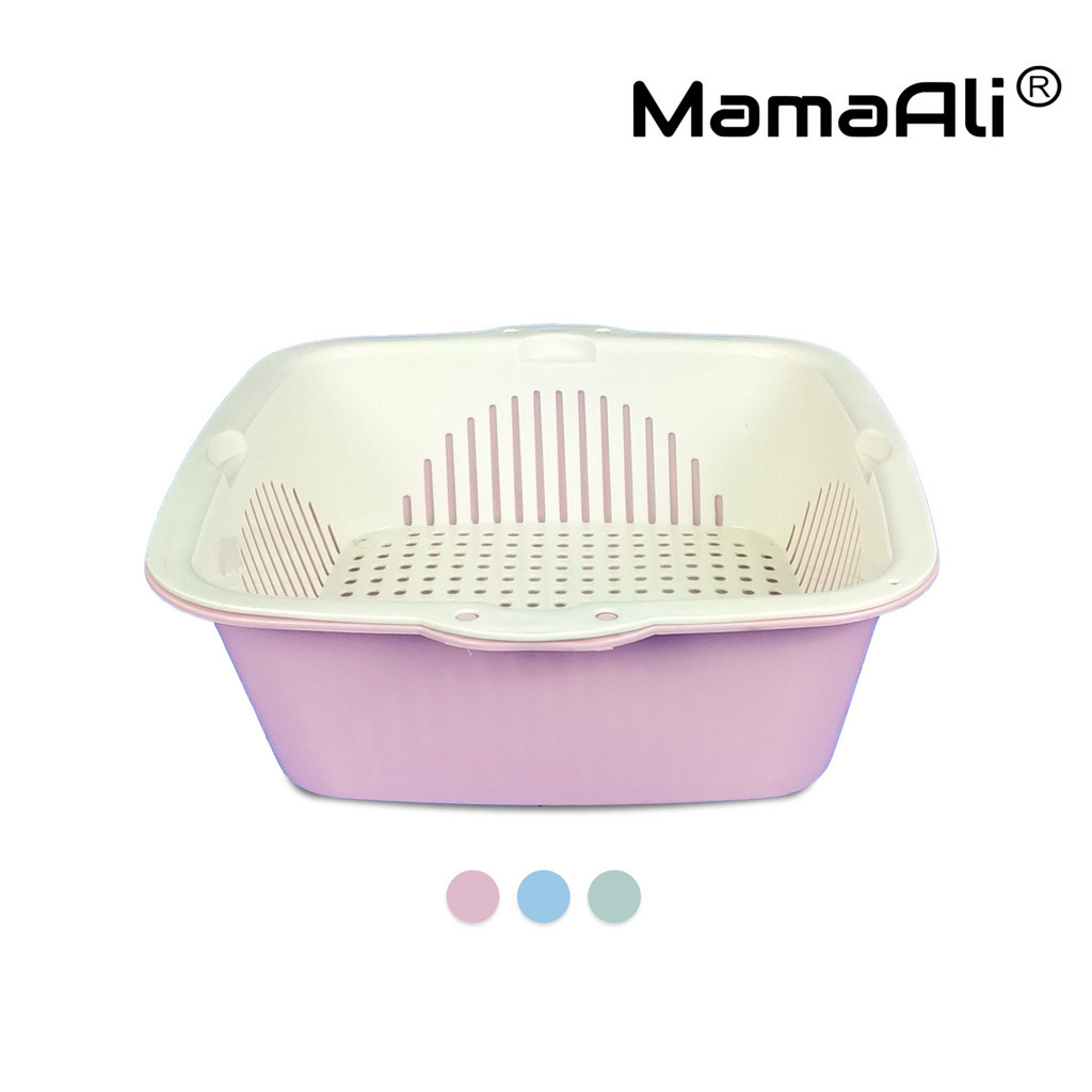 MamaAli Keranjang Saringan Wadah Cuci Serba Guna Buah Sayur 2 Layer M-261