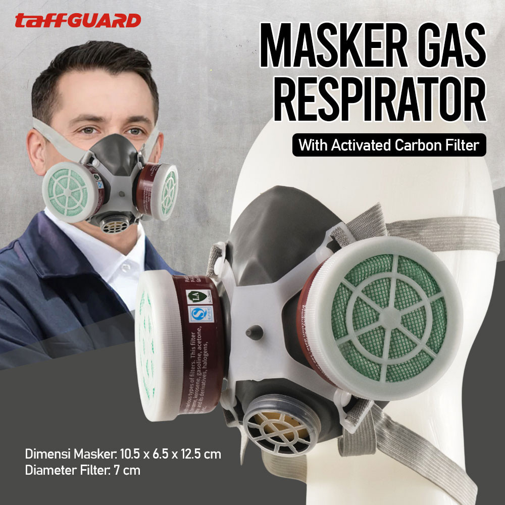Masker Gas Respirator Half Face with Activated Carbon Filter / masker industri/ masker anti debu