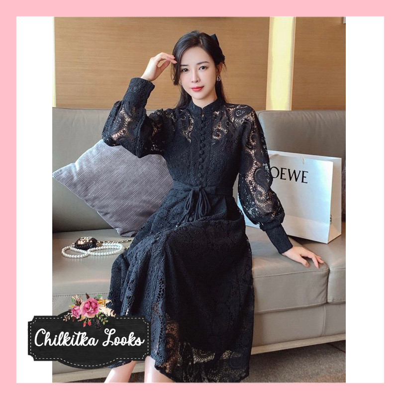 CHILKITKA LOOKS FASHION OUTFIT Genesaret Dress Lace Mewah Brukat Formal Dinner Acara Malam Hijab Len