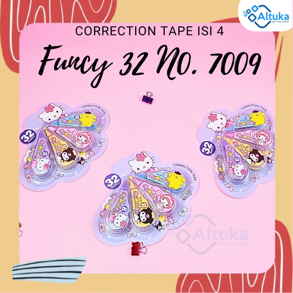 

(Isi 4pcs) Correction tape / Pita Koreksi / Tip Ex Funcy