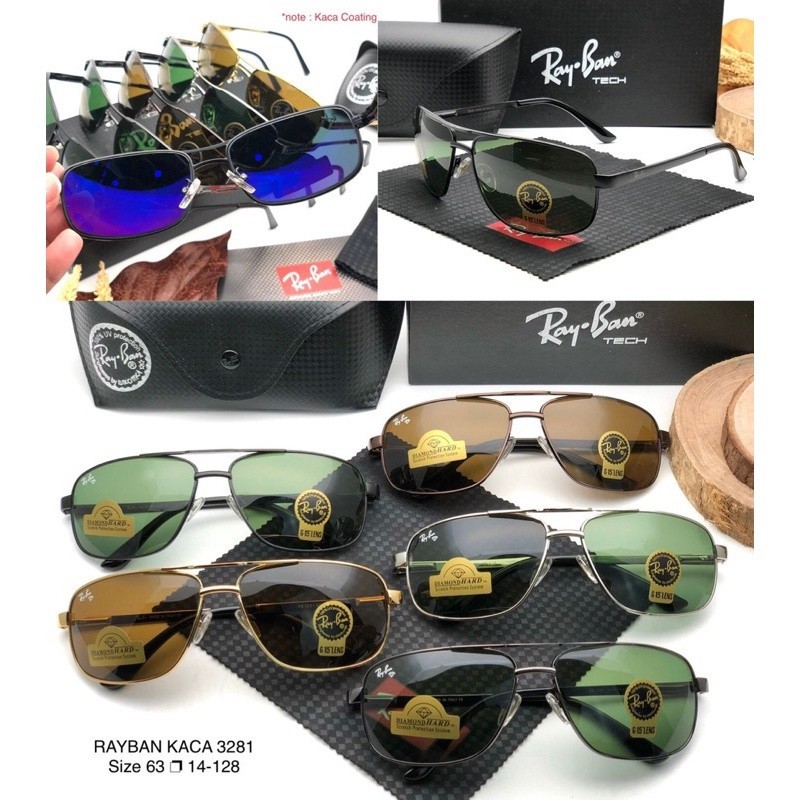 KACAMATA FASHION RAY BAN 3281 LENSA POLARIZED KACA ASLI FRAME TITANIUM ANTI SILAU ORIGINAL FULLSET