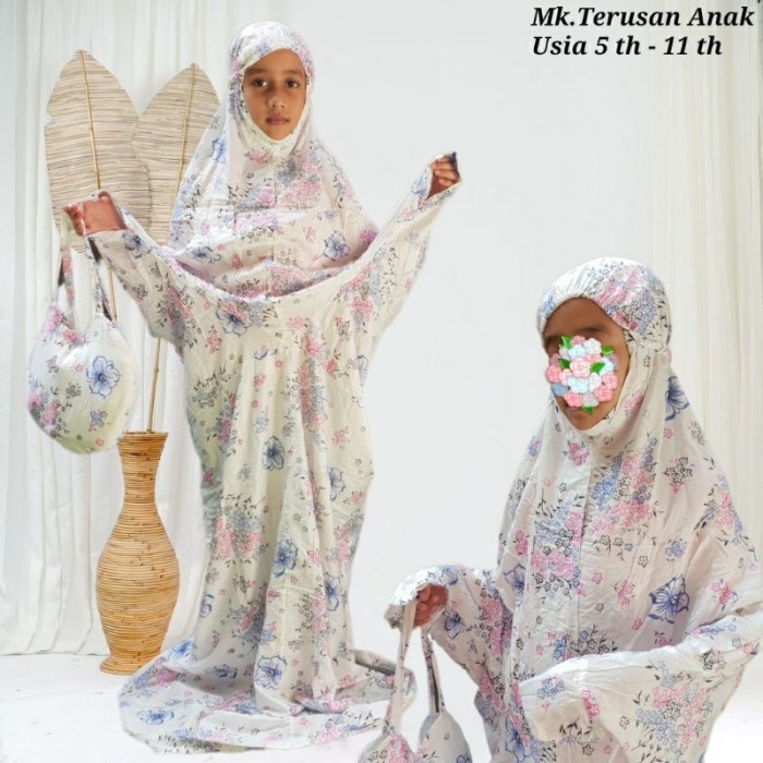 Mukena Anak Murah Model Terusan Anak SD untuk usia 4-12thn Bahan Rayon