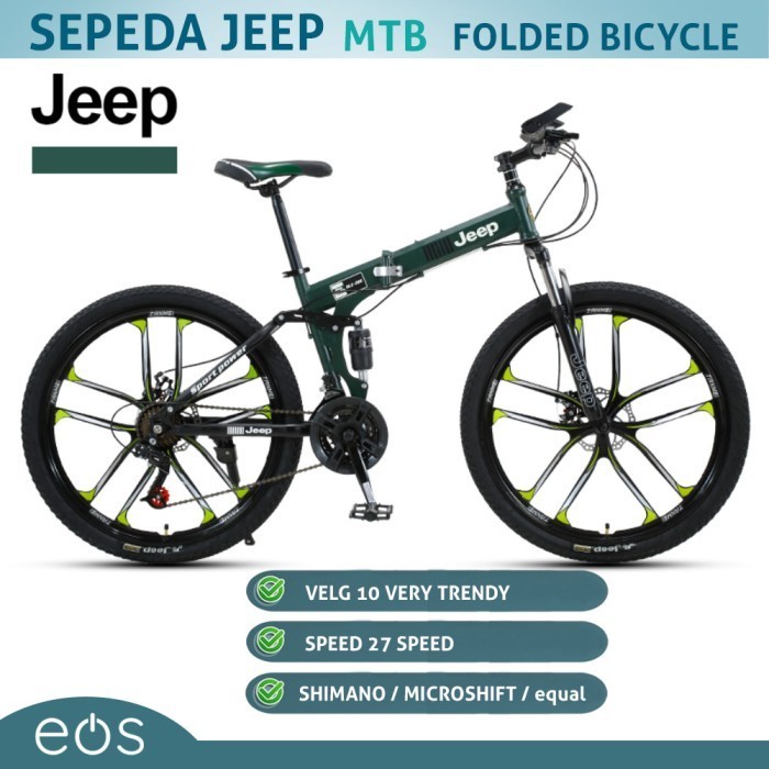 HOT PROMO SALE ️100 % original ️ Sepeda Lipat - Mountain bike Jeep - Hijau