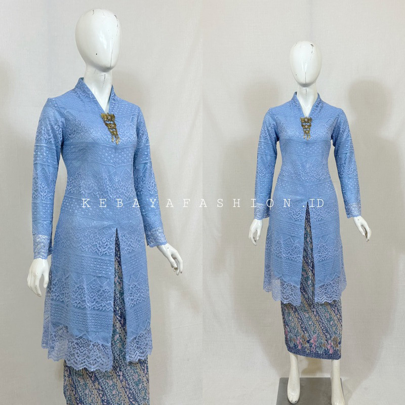 Feeza | Kebaya Tunik Brokat Kerah V Neck | Kebaya Modern | Kebaya Pesta | Kebaya Kondangan | Seragam