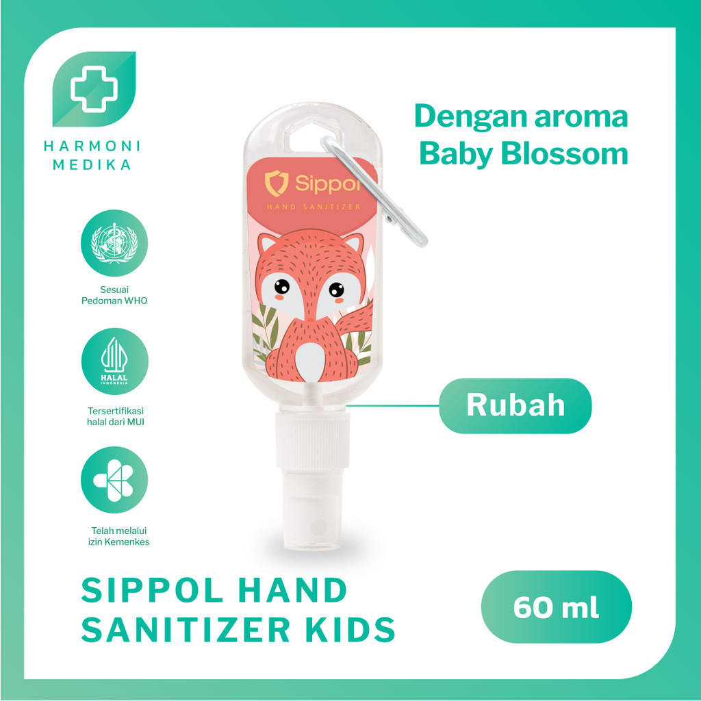 Sippol Hand Sanitizer Kids 60 ml [Baby Blossom] [Rubah] / Antiseptik Pembersih Tangan Anti Bakteri B