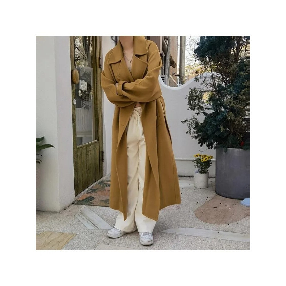 jaket jubah wanita long coat -blezer tangan panjang - jas jubah musim dingin Koreaan Tebal