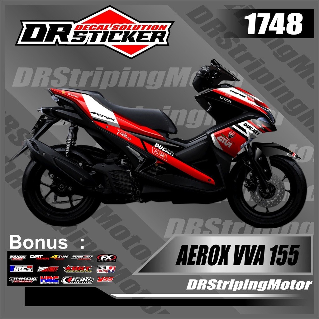 stiker motor aerox 155 vva decal costum aerox lis variasi design ducati decal aerox 155 fullbody