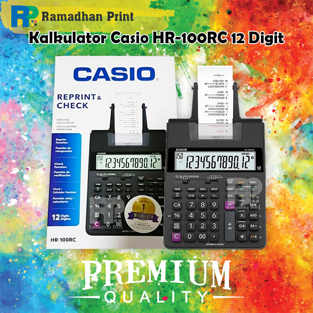 

Casio HR-100RC 12 Digit Printing Calculator Struk Kalkulator Kasir New