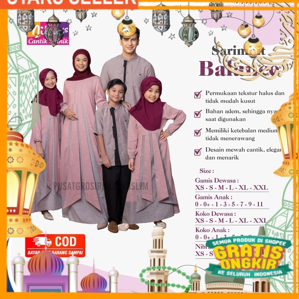 Nibras Gamis Koko Balance Dusty Rose Pria Wanita Cowok Cewek Dress Laki - Laki Perempuan Remaja Teen