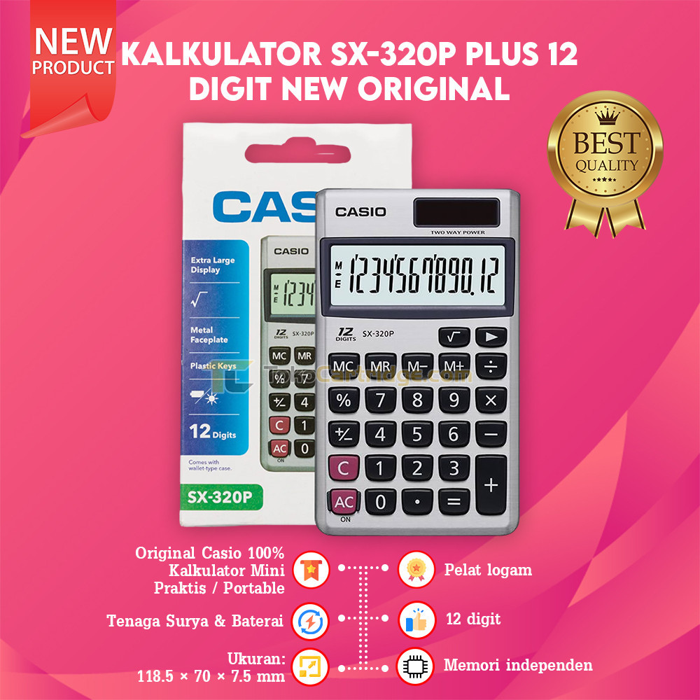 

Casio SX-320P Kalkulator Saku Portable 12 Digit Calculator Pocket ORI