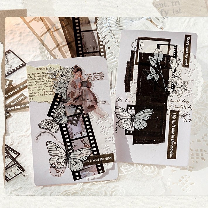 

[Gongjin]76pcs Journaling Set Floating Light Between Deco Sticker Paket Jurnaling Bujo Scrapbook DIY Stiker