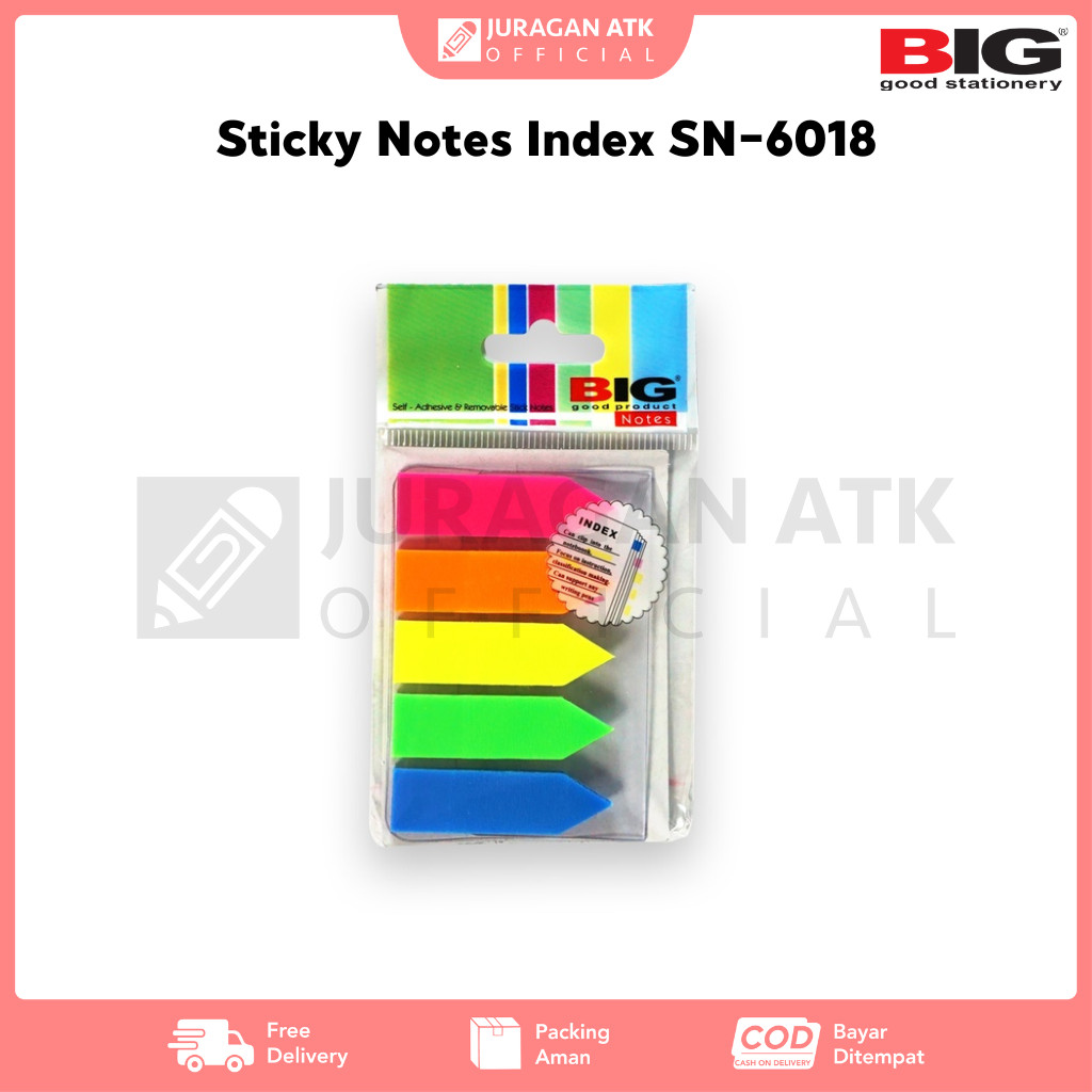 

Sticky Notes Index BIG 5 Colour SN-6018 / Pembatas Penanda BIG 44MM X 12MM SN-6018