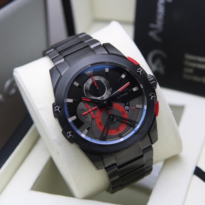 ALEXANDRE CHRISTIE AC 6607 BLACK RED. GARANSI RESMI 1TAHUN