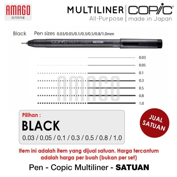 

COPIC Multiliner Black - Satuan (0.03/0.05/0.1/0.3/0.5/0.8/1.0) - CMBL