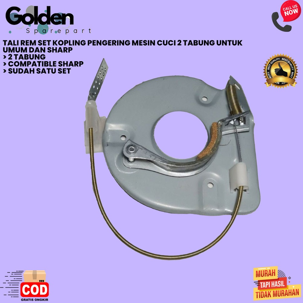 TALI REM SET KOPLING PENGERING MESIN CUCI 2 TABUNG UNTUK UMUM DAN SHARP [GOLDEN]